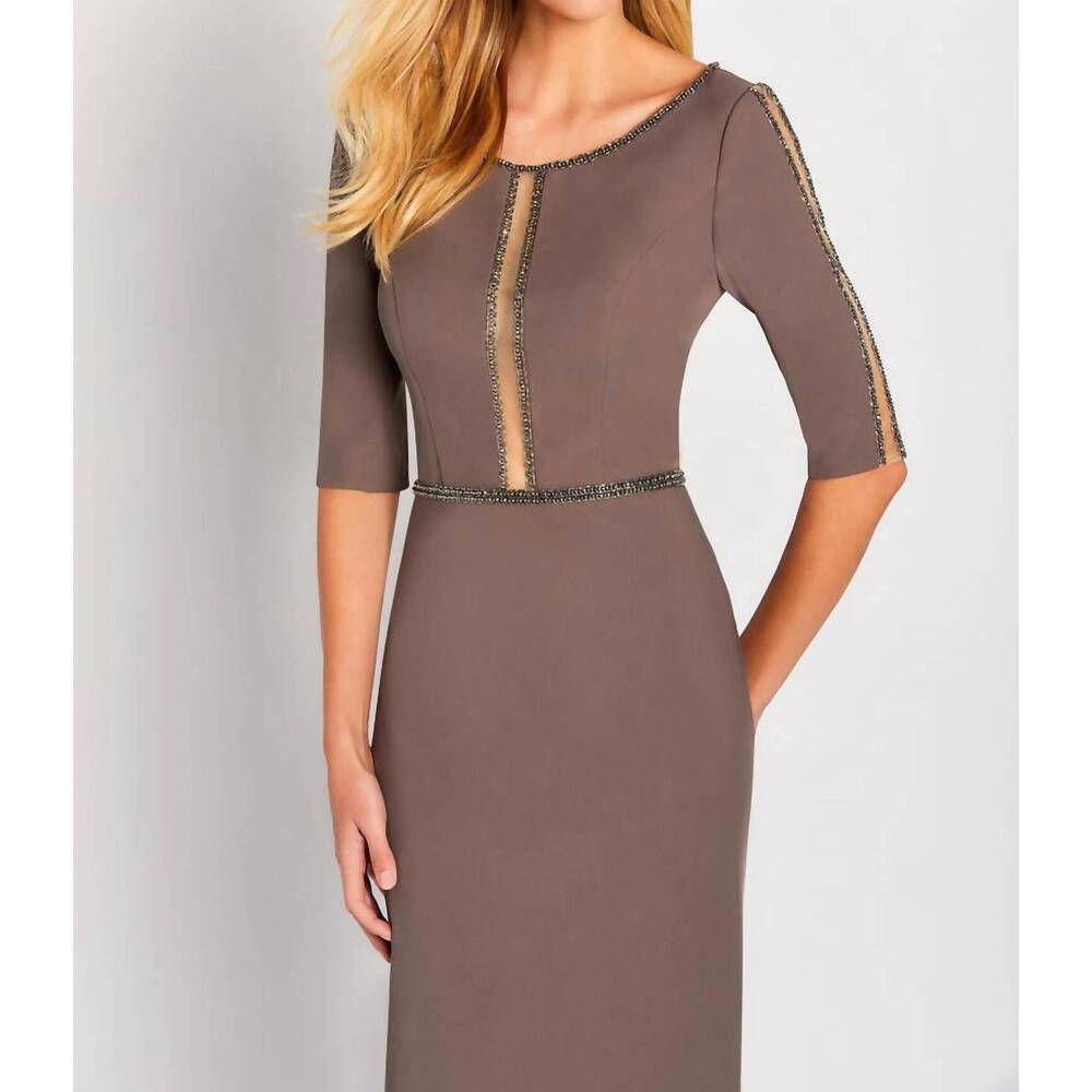 NEW CAMERON BLAKE evening dress in smokey mink